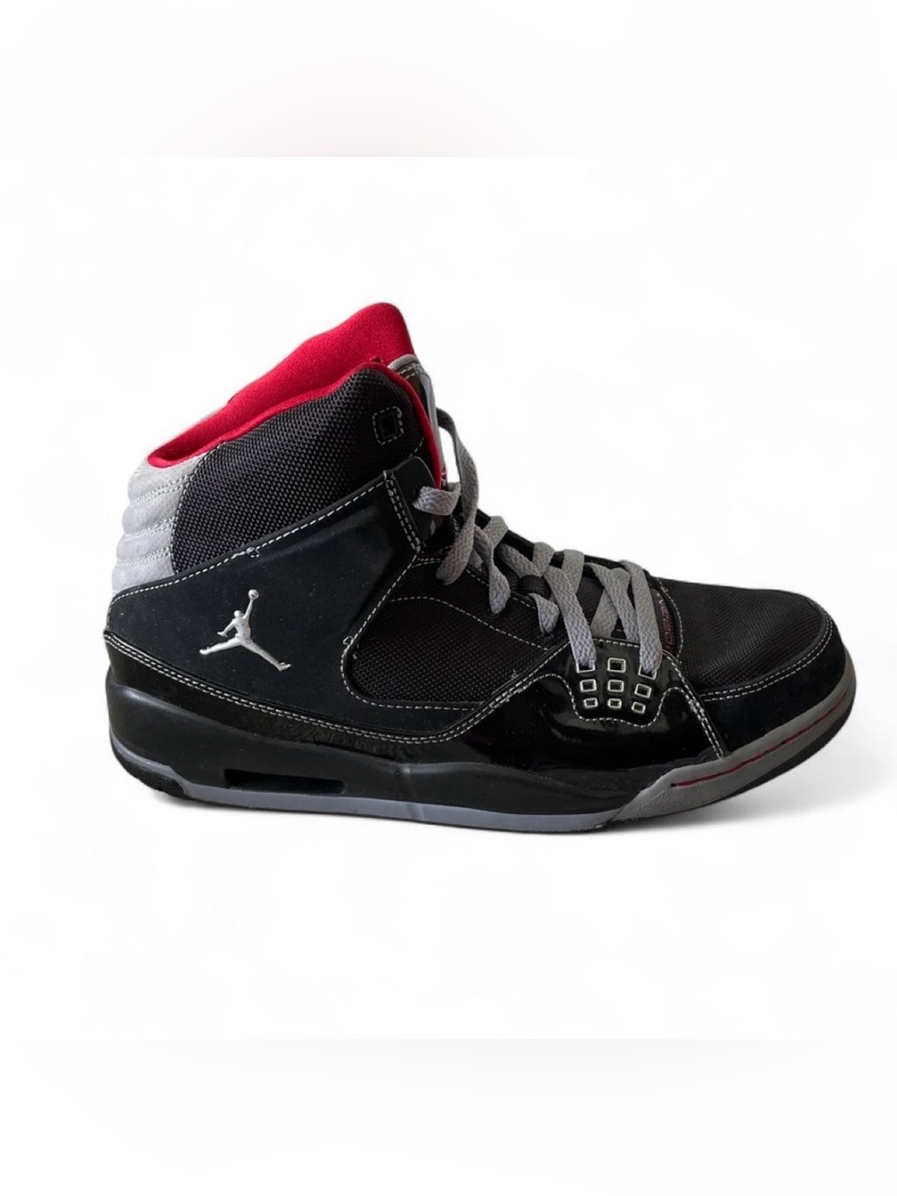 Jordan Black and Red High-Top Basketball Sneakers